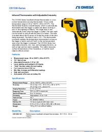 Thumbnail of document Data Sheet - OS-1300-161 -30 to 1300°C, 16:1 Performance Infrared Thermometer